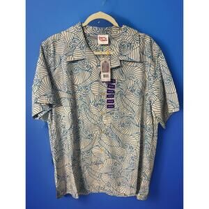 Barefoot In Paradise Hawaiian Shirt Rolling Waves Cotton Men’s Size M